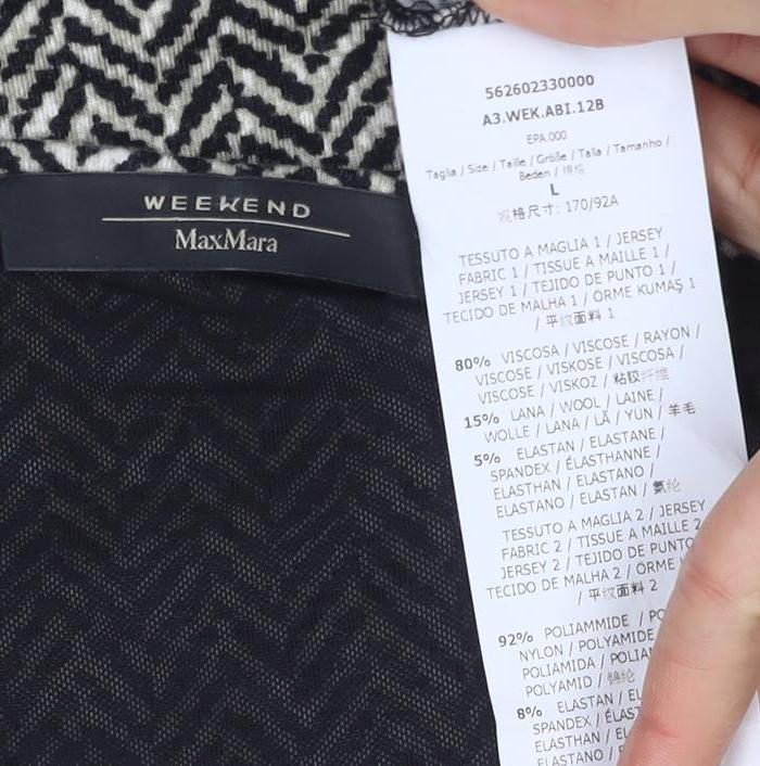 Max Mara Women's Black V-Neck Chevron Dress Size L