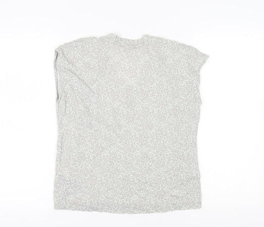 Laura Ashley Women’s Grey Floral V-Neck T-Shirt Size 14