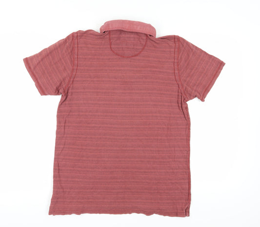 Mantaray Men's Red Striped Polo Shirt Medium