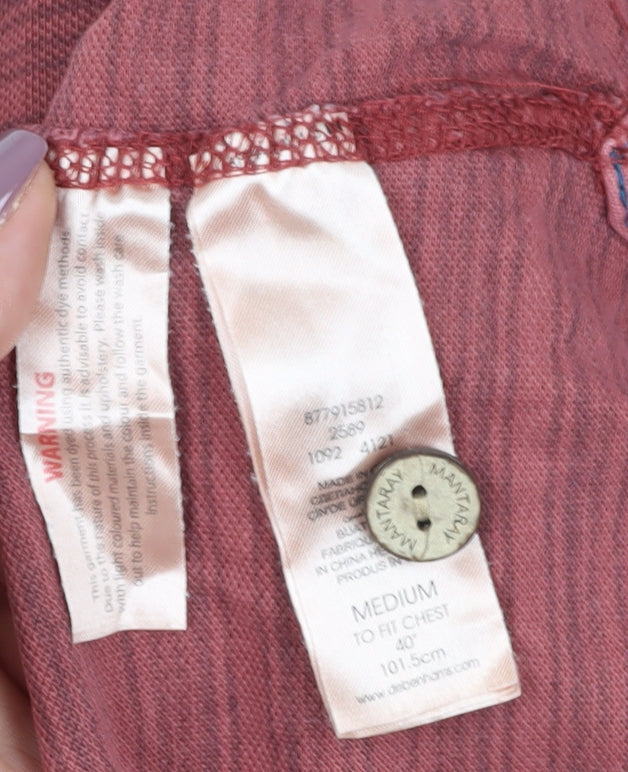 Mantaray Men's Red Striped Polo Shirt Medium