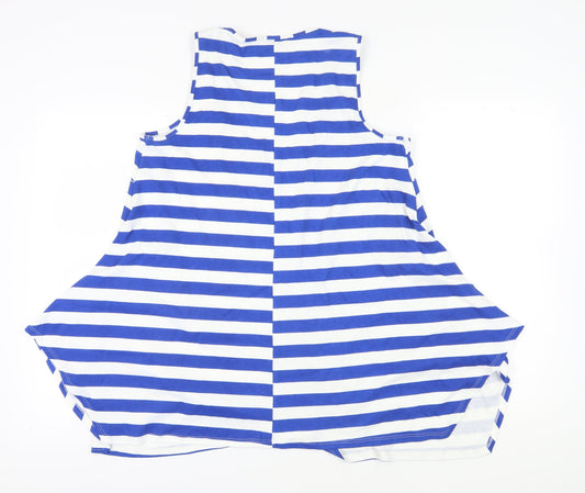 Marina Kaneva Women's Blue Plus Size Striped Tank Top