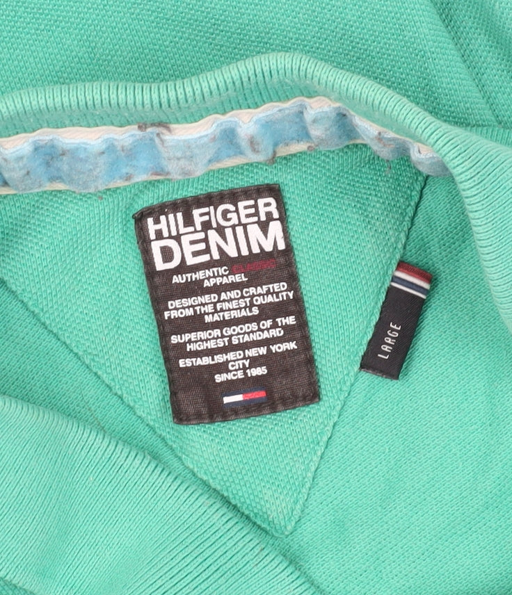Hilfiger Denim Men's Green Polo - L, Short Sleeve, Casual