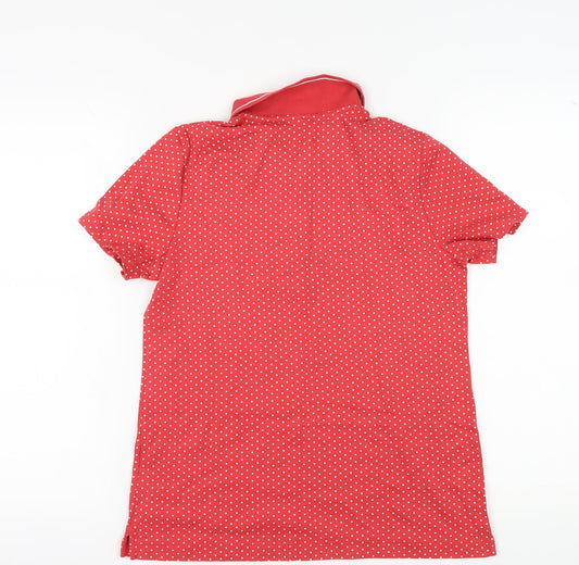 Lands' End Women's Red Polka Dot Polo Shirt, Size S, Casual Wear