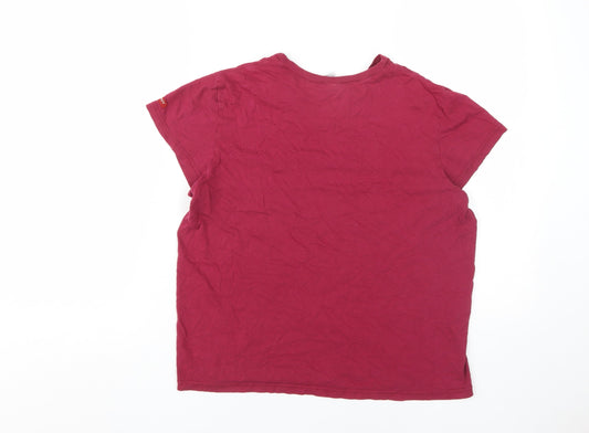 DKNY Women's Red V-Neck T-Shirt - Medium