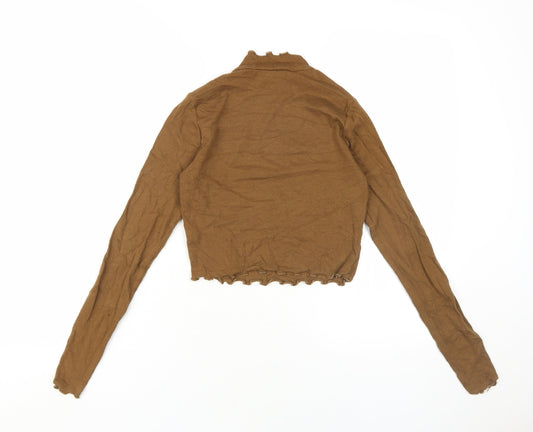 Womens UK Size M Pull & Bear Brown Basic Blouse