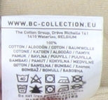 Brand and care label for B&C Collection Beige XS T-Shirt unisex adults