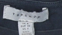 Womens UK Size 8 Topshop Black Cropped T-Shirt