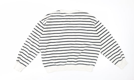 H&M Unisex Striped Pullover Sweatshirt M, Black/White