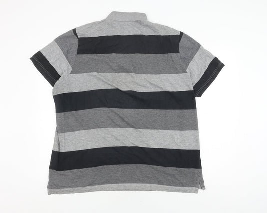 Puma Men's Grey Striped Polo Shirt XXL, Casual Style