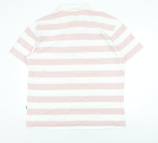 Hawkshead Men's Pink Striped Polo XL Short Sleeve