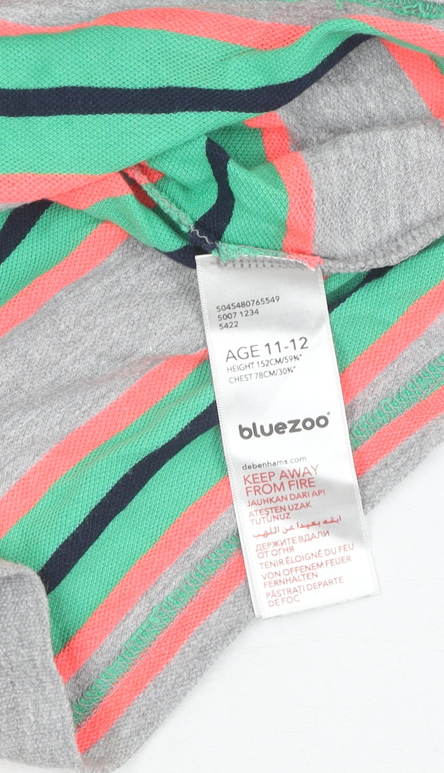 Bluezoo Boys Multicoloured Striped Polo, Age 11-12 Years