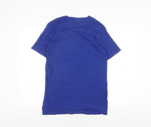 Scotch & Soda Blue Cotton Men's T-Shirt, Size 16, Logo Accent