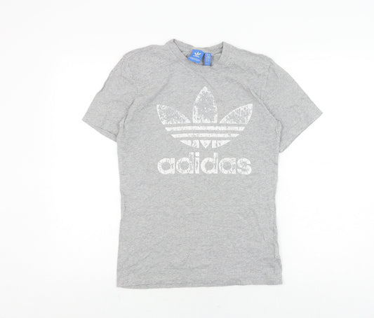 Additional front view of Adidas Men's Grey XS Logo T-Shirt Short Sleeve