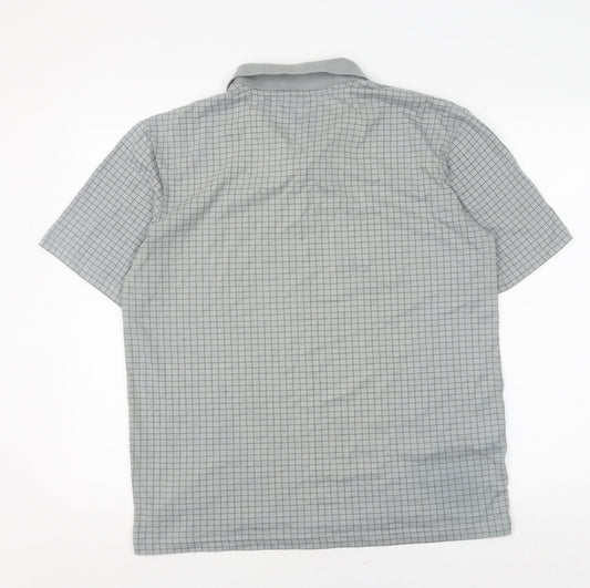 Slazenger Men's Grey Check Polo Shirt L