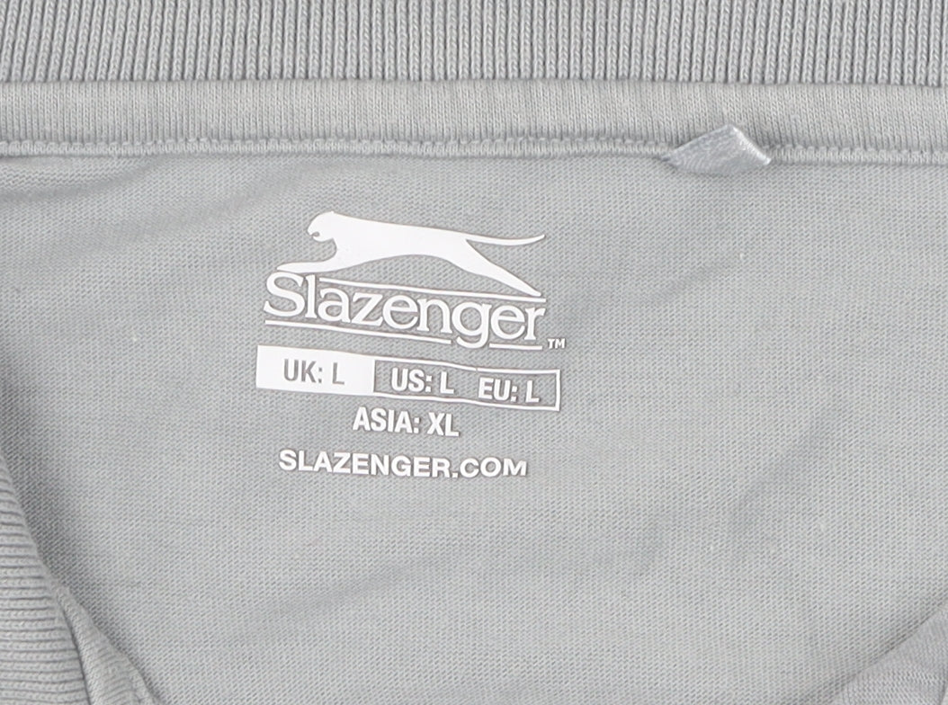 Slazenger Men's Grey Check Polo Shirt L