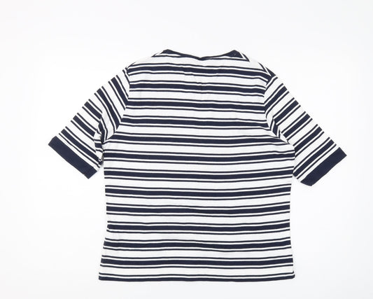Isle Women Blue & White Striped T-Shirt Size L