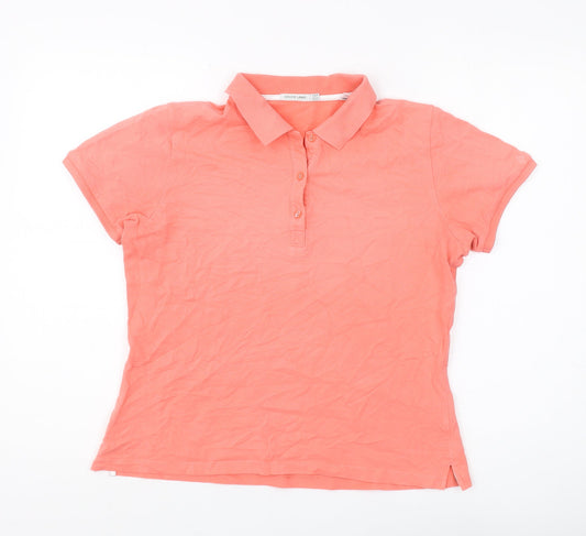 Womens UK Size 14 Green Lamb Pink Basic Polo
