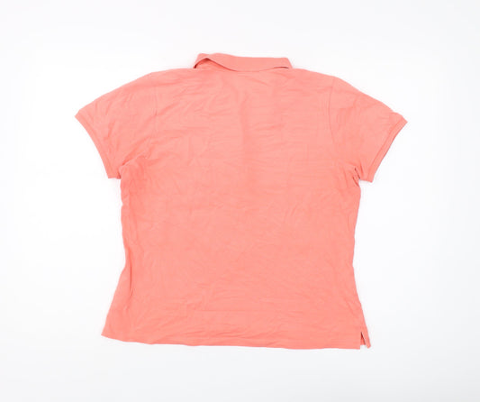 Womens UK Size 14 Green Lamb Pink Basic Polo