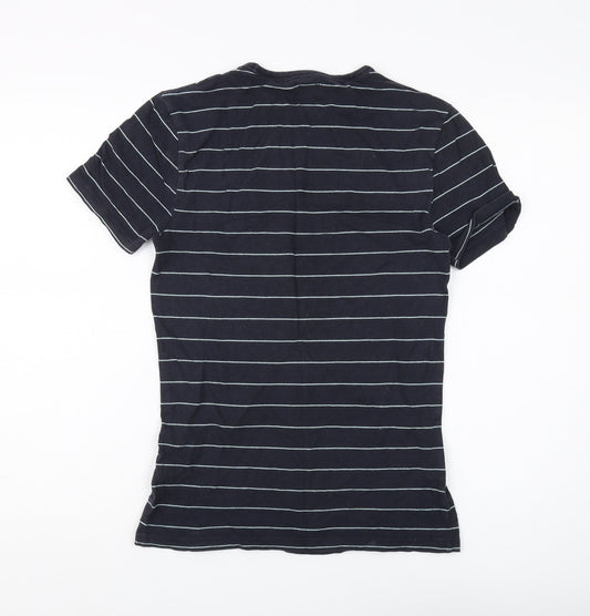 River Island Men's Black Striped Short Sleeve T-Shirt S