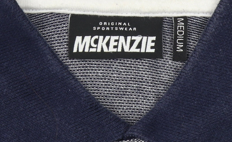 McKenzie Men's Grey Striped Polo, Size M, Cotton