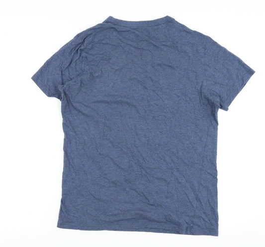 Men's Blue Cotton T-Shirt, L, Short Sleeve, Classic
