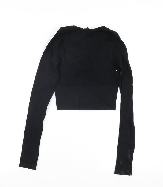 Womens UK Size XS Urban Outfitters Black Cropped Blouse