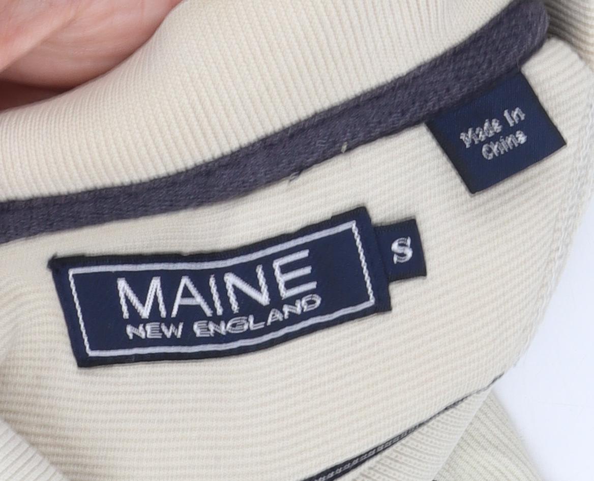Maine Men’s Beige Striped Polo Shirt S Casual Summer