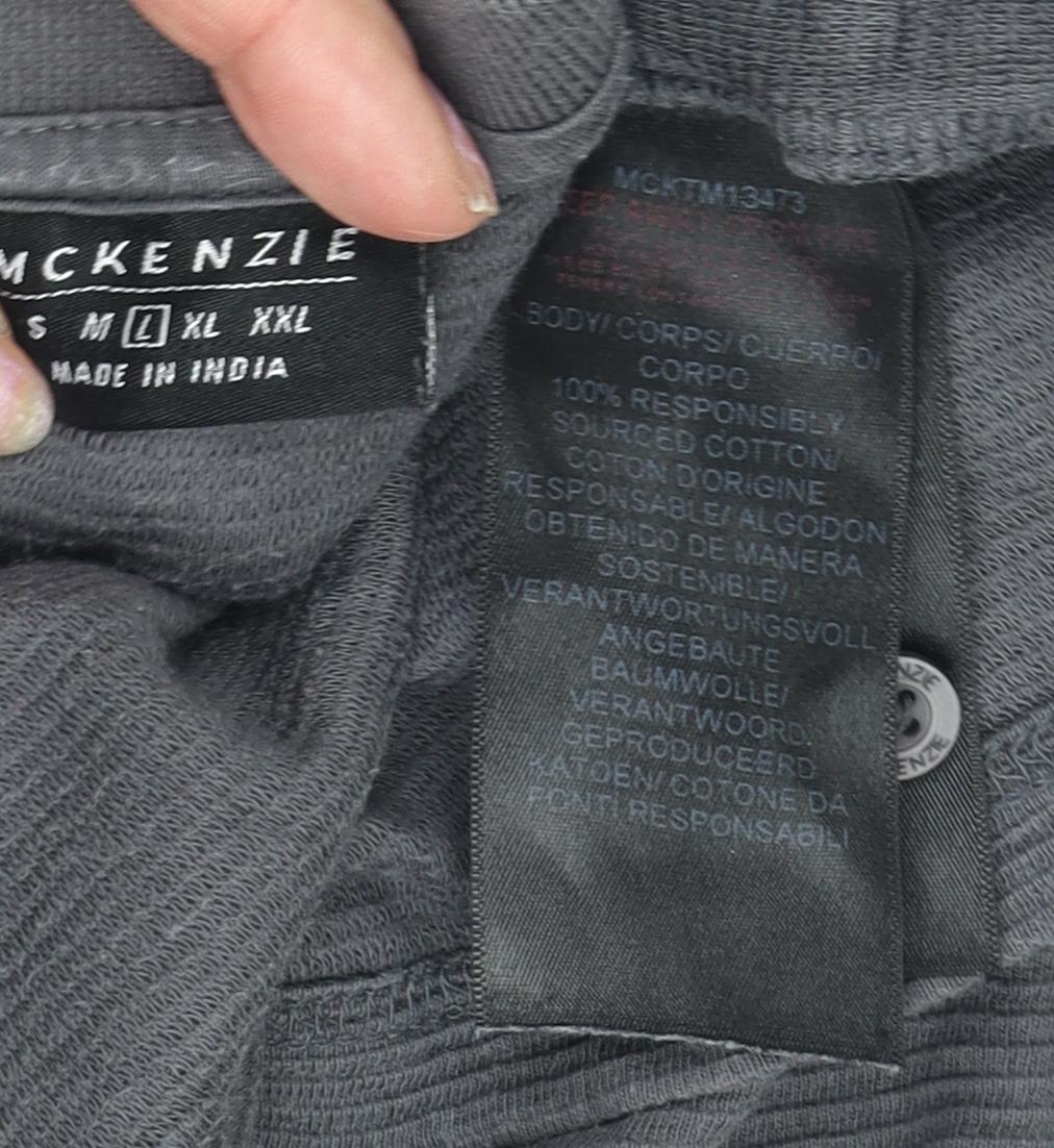 McKenzie Men's Grey Polo Shirt L Short Sleeve Logo