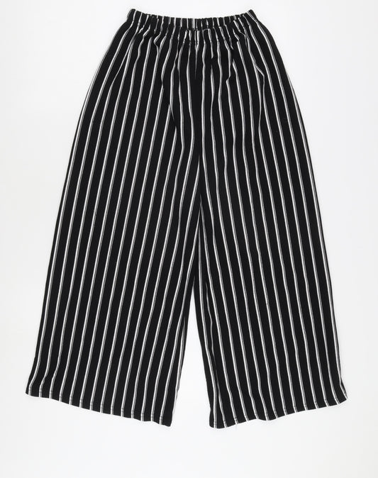 Apricot Women's Black Striped Wide-Leg Trousers, Size 8