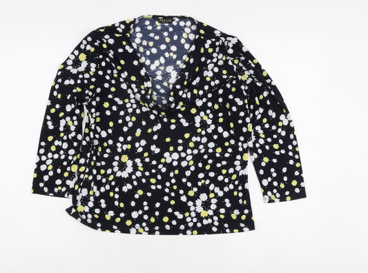 Womens UK Size M Precis Petite Black Wrap Blouse