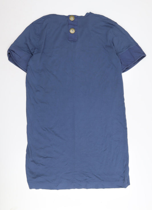 Zara Women's Blue T-Shirt Dress M Cotton Casual