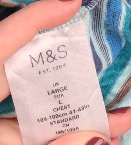 Marks and Spencer Men's Large Multicoloured Striped Polo