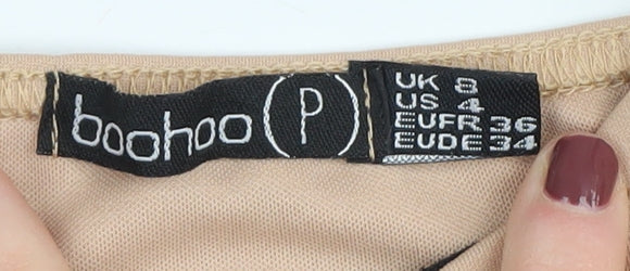 Boohoo Petite Beige Bodycon Dress, Size 8