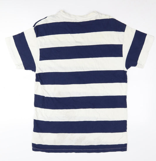 New Look Men's Medium Blue Striped T-Shirt, Regular Fit