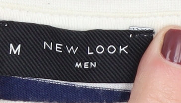 New Look Men's Medium Blue Striped T-Shirt, Regular Fit