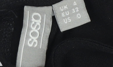 Close-up detail of ASOS Black Long Bodycon Cut Out Dress Women UK 4