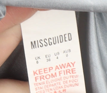 Brand and care label for Missguided Women's Grey Plaid Suit Jacket, size 8