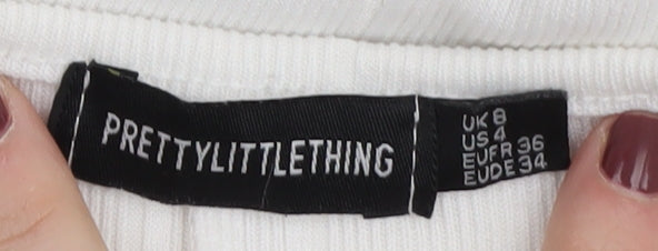 PrettyLittleThing Women's White Bodycon Dress, Size 8