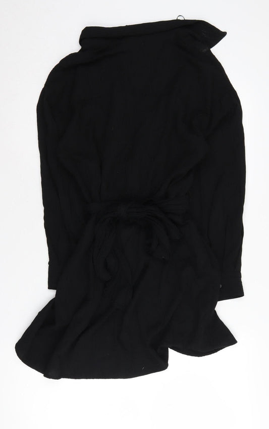 Zara Women's Black Long Sleeve Collared Dress M