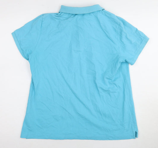 Lands' End Unisex Blue Polo Shirt, Size L, Short Sleeve