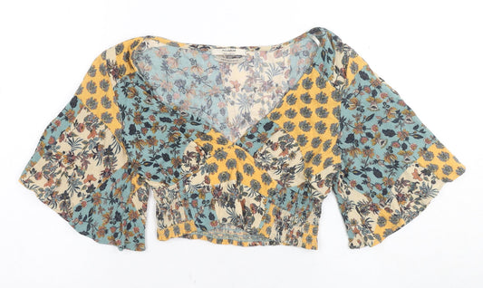 Womens UK Size 12 Pull&Bear Multicoloured Wrap Blouse
