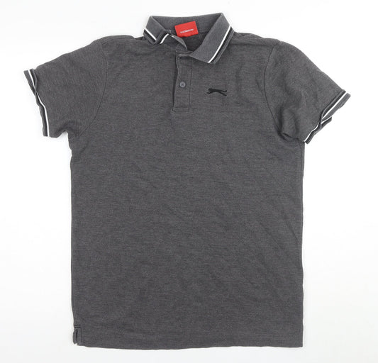 Slazenger Men's Grey Short Sleeve Polo Shirt Size S