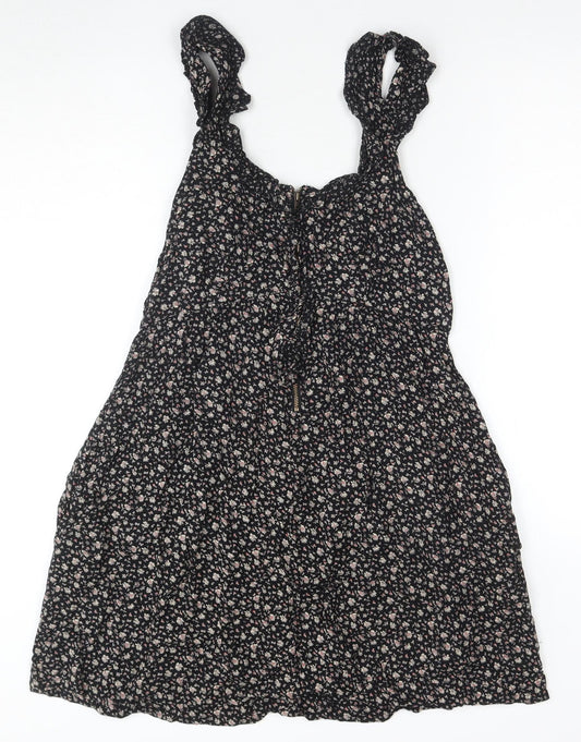 Floral A-Line Women's Black Dress, Size 10