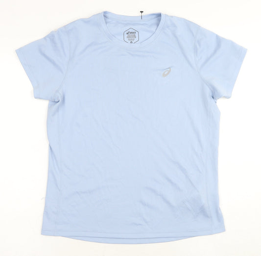 Unisex Adults UK Size 12 ASICS Blue Running & Jogging Gym & Training T-Shirt