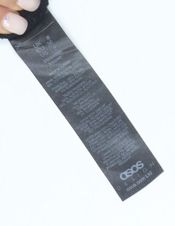 ASOS DESIGN Black Long Sleeve Cotton Tee, Size 8