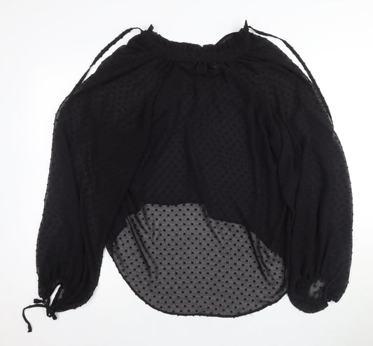 Oasis Women's Black Polka Dot Blouse - Size 8, Chiffon