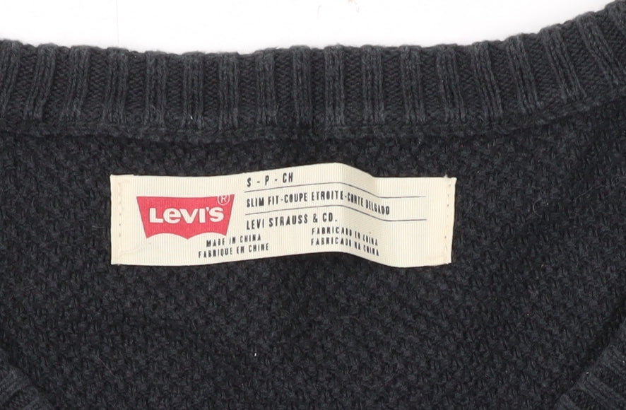Levi's Men's Black Slim V-Neck Jumper, Size S