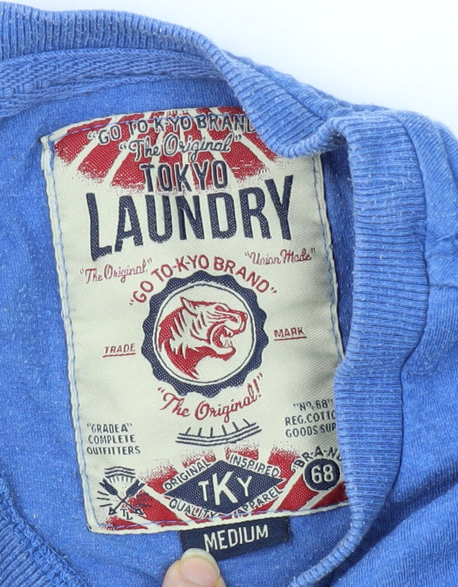 Tokyo Laundry Men's Blue Medium T-Shirt, Crew Neck, Short Sleeve