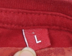 Men's Red Cotton Graphic Print T-Shirt, Size L, Crew Neck