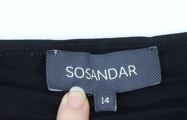 Womens UK Size 14 SOSANDAR Black Basic Blouse